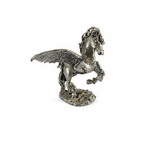 Vintage Pegasus Winged Horse Figurine Silver Tone Metal Fantasy Statue 4” Wide